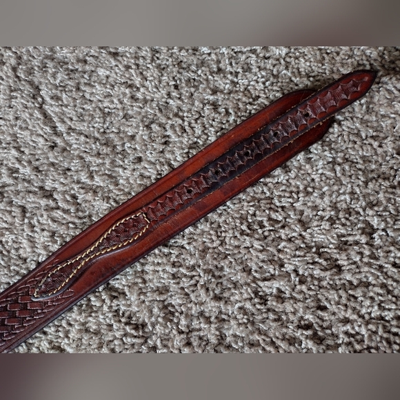 Triple K Deluxe Brown Leather Ranger Belt 53A-36 with Brass Buckle - Picture 6 of 14